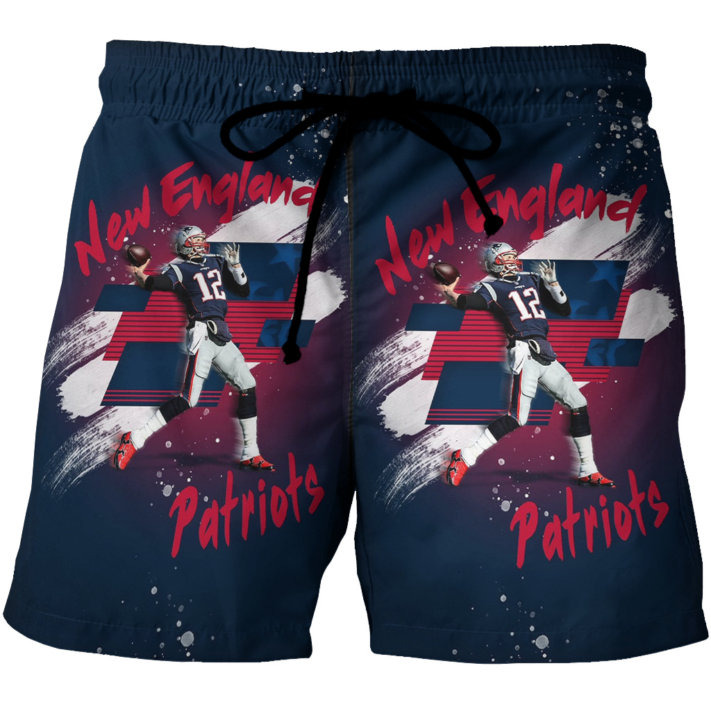 New England Patriots Players Throwing 3D All Over Print Summer Beach Hawaiian Short