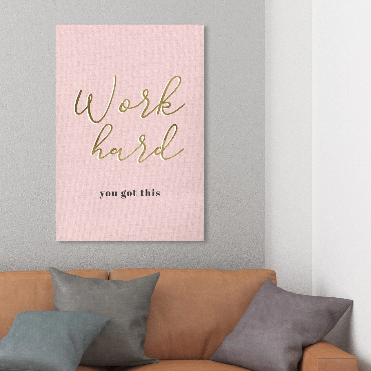 Work Hard, Pink Theme, Home Decor Wallart Canvas And Poster, Wall Decor, Canvas Instructure