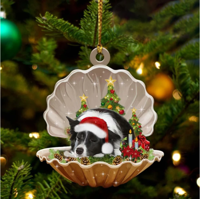 Border Collie3-Sleeping Pearl In Christmas Two Sided Ornament