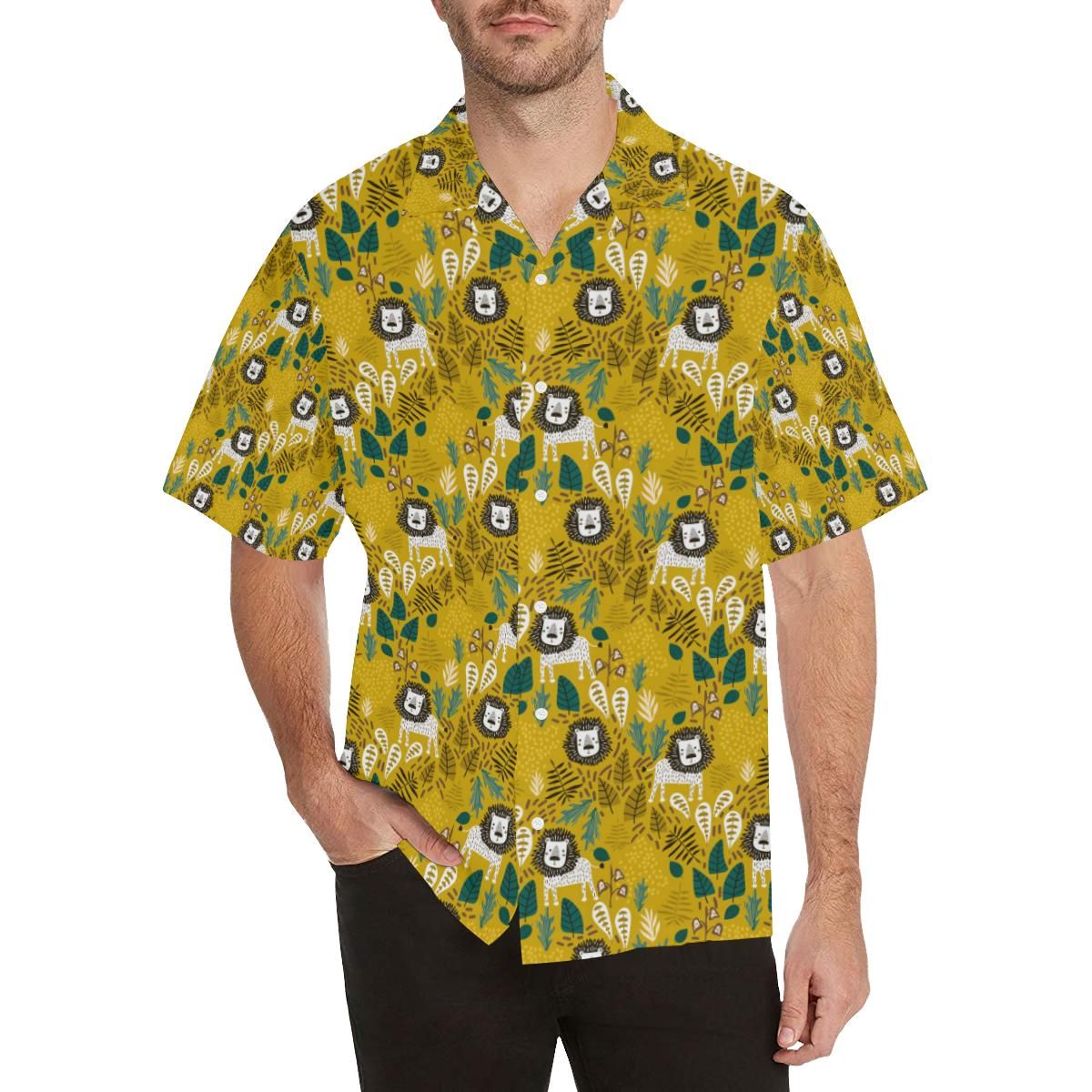 Lion Pattern Print Design 01 All Over Hawaii Shirt Ha41538