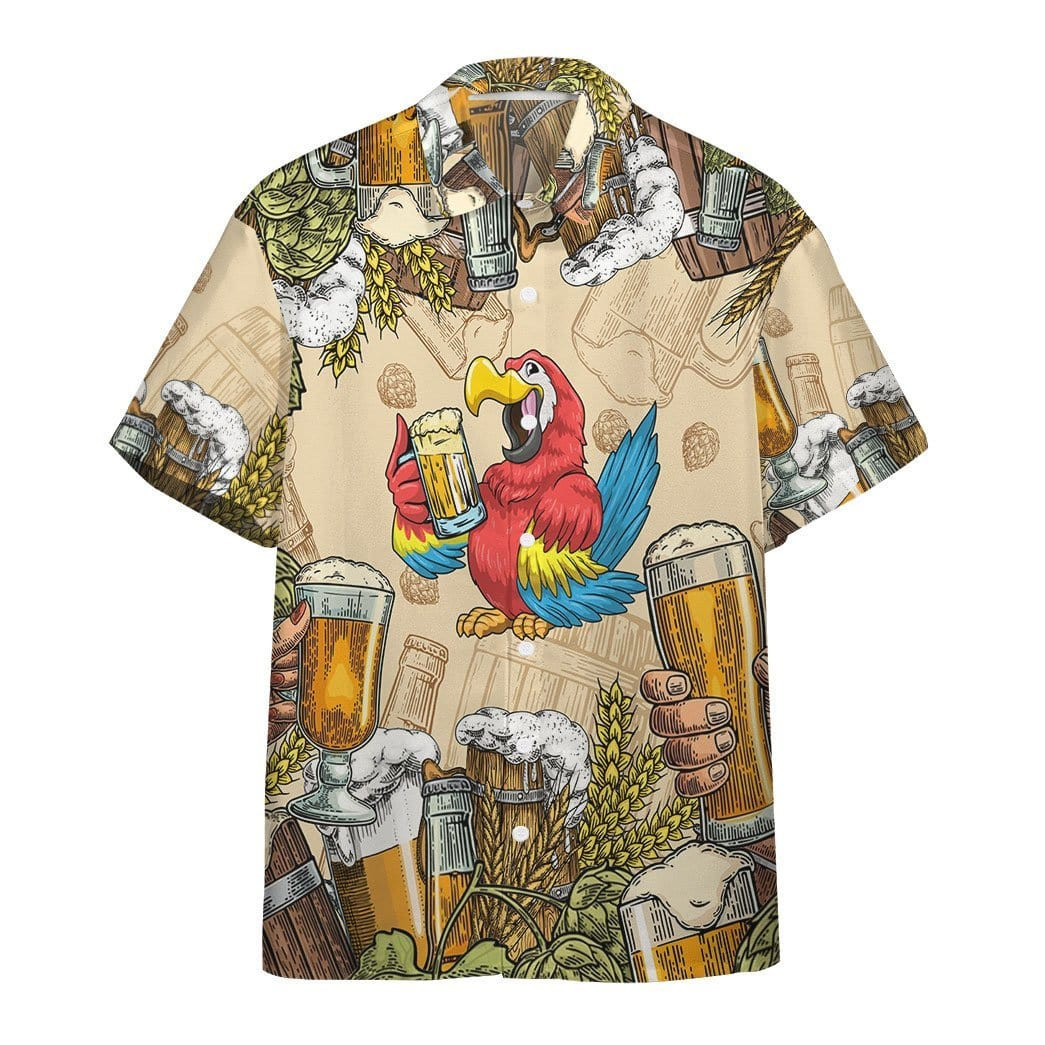 Vintage Parrot Drinking Beer Hawaii Aloha Shirts Beach Shorts Dh Ha93677