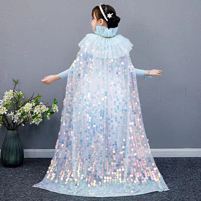 wd Girls Mermaid Children’s Sequin Shawl Yarn Aisha Princess Cape Frozen Aisha Sequin Shawl alx