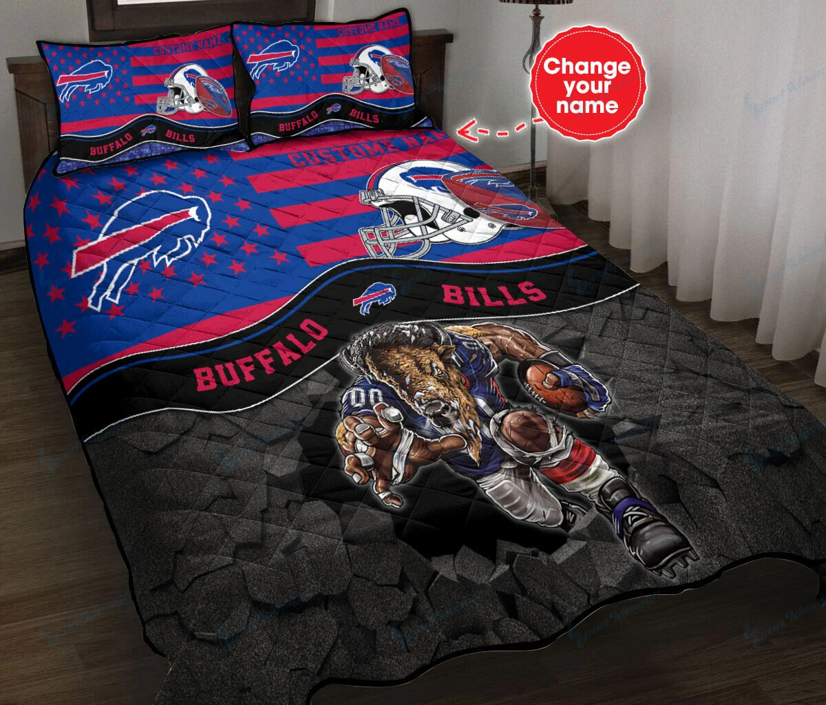 Buffalo Bills Personalized Quilt Set Bg04