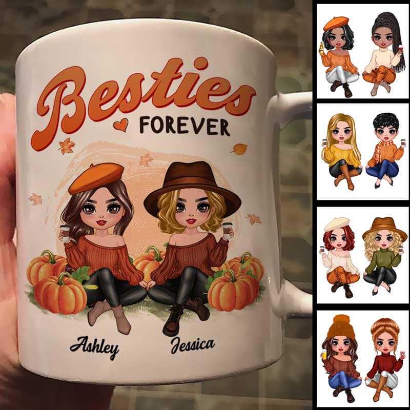 Fall Season Besties In The Pumpkin Patch Personalized Mug