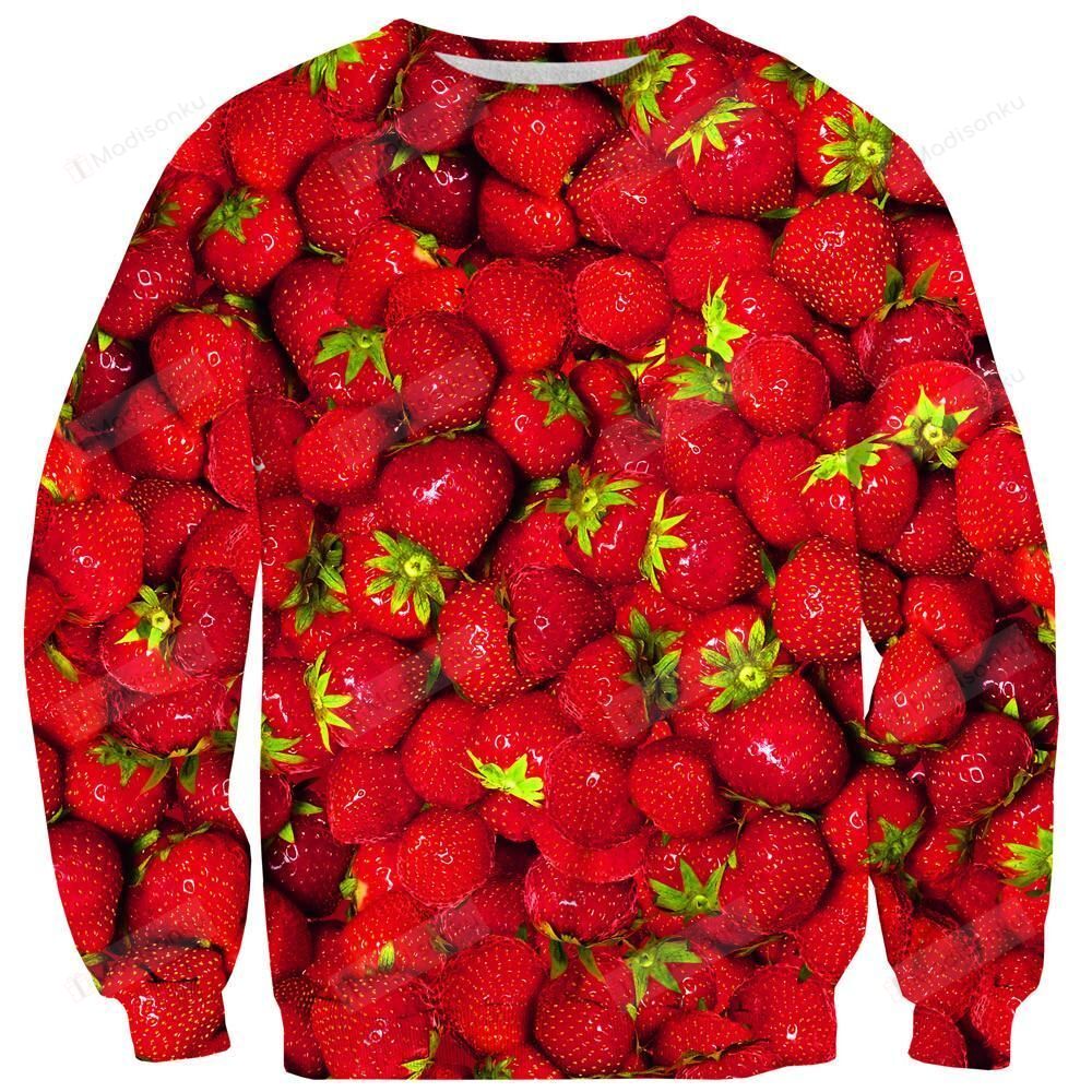 Strawberry Invasion Ugly Christmas Sweater, All Over Print Sweatshirt