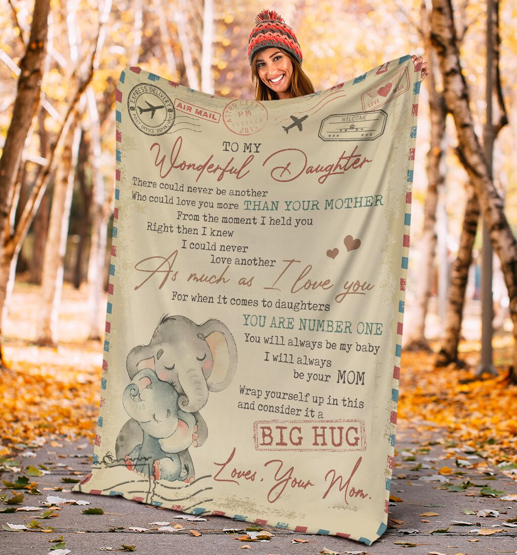 Personalized Elephant Letter Blanket To My Wonderful Daughter I Love You And You Are Number One In My Heart Custom Name