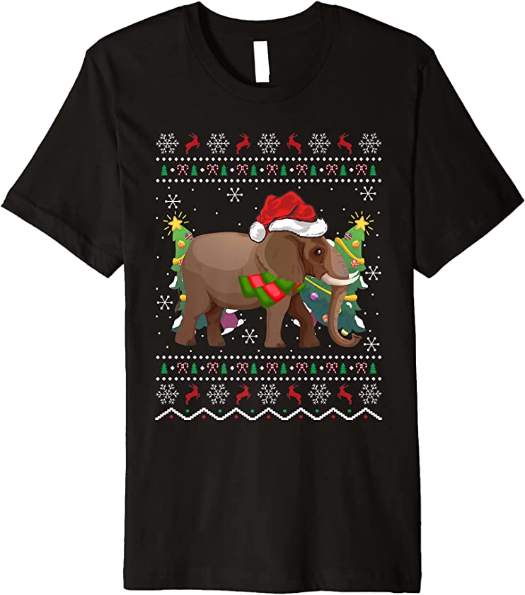 Funny Elephant Animal Lover Matching Ugly Elephant Christmas Premium T-Shirt