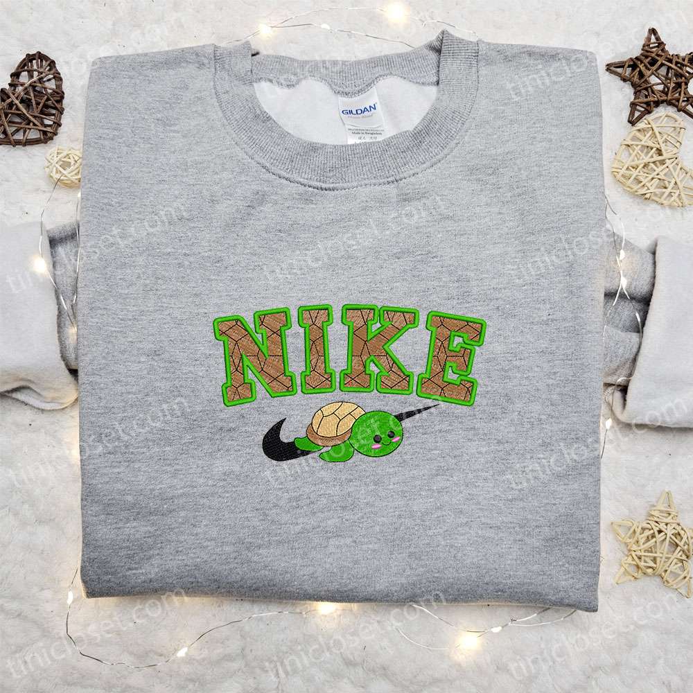 Turtle x Nike Embroidered Shirt, Animal Embroidered Shirt, Custom Nike Embroidered Shirt – Small Gifts Great Love