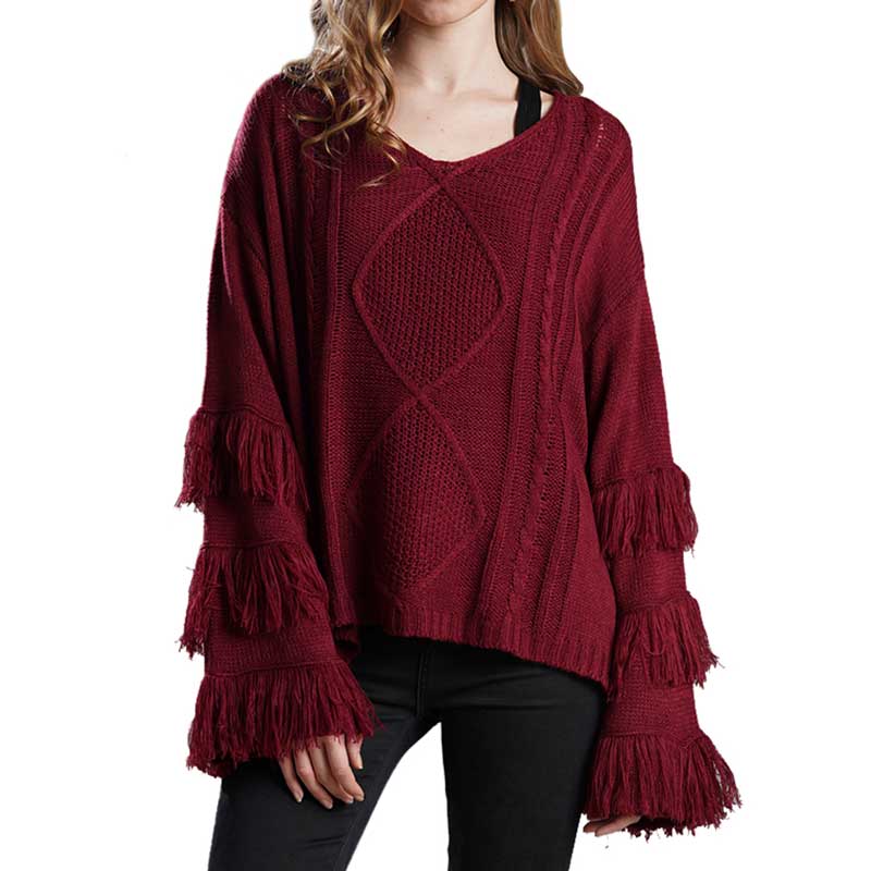 BOHO INSPIRED Knitwear Fringe Long Sleeve Sweater women Baggy Pullover Ladies Autumn Winter Tops Jumper bohemian sweater new alx