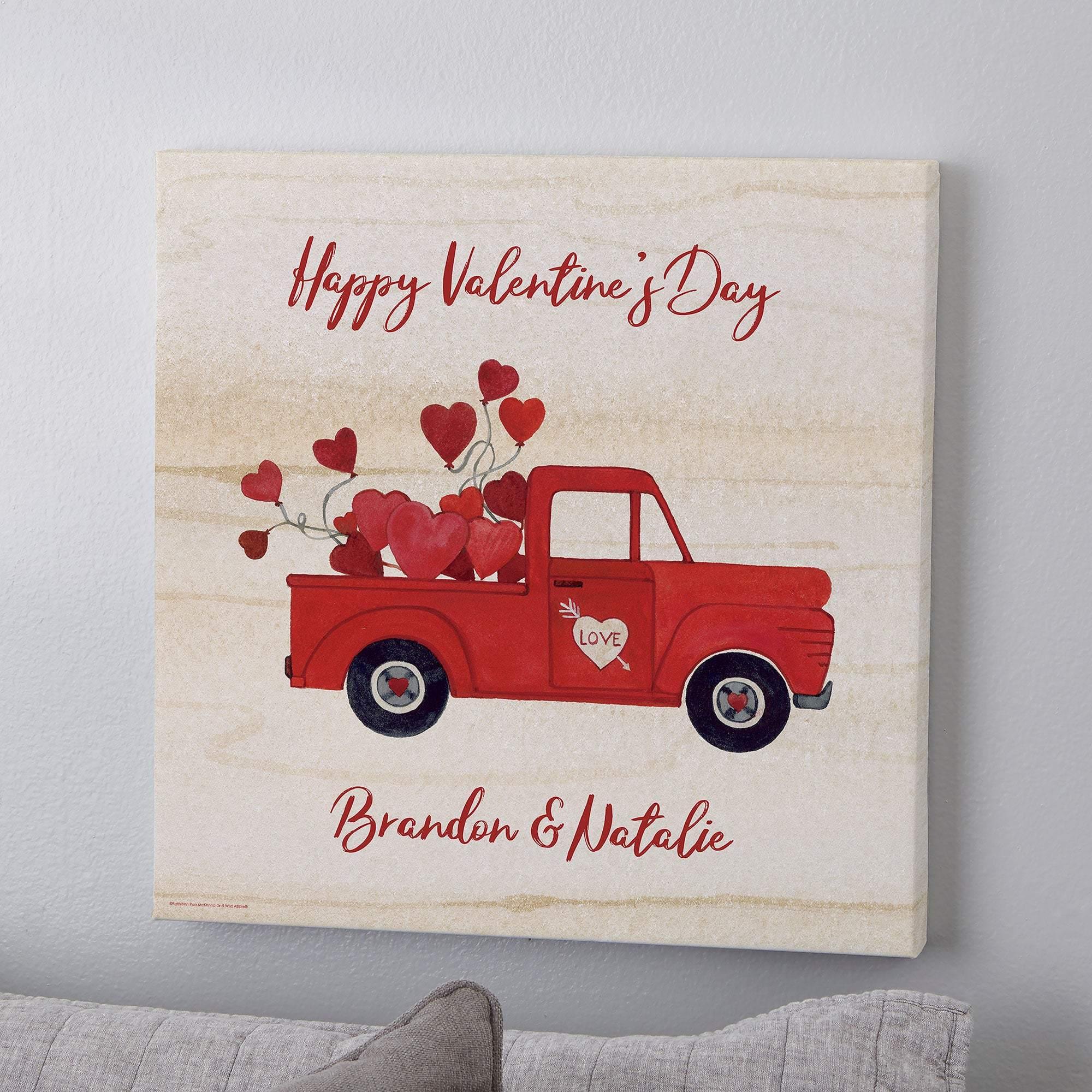 [Personalized Name] Rustic Valentine Truck – Perfect Gift Idea Anniversary, Gift For Couple, Gift For Home Decor, Best Idea Gift – Matte Canvas, Wall Art, Canvas Prints