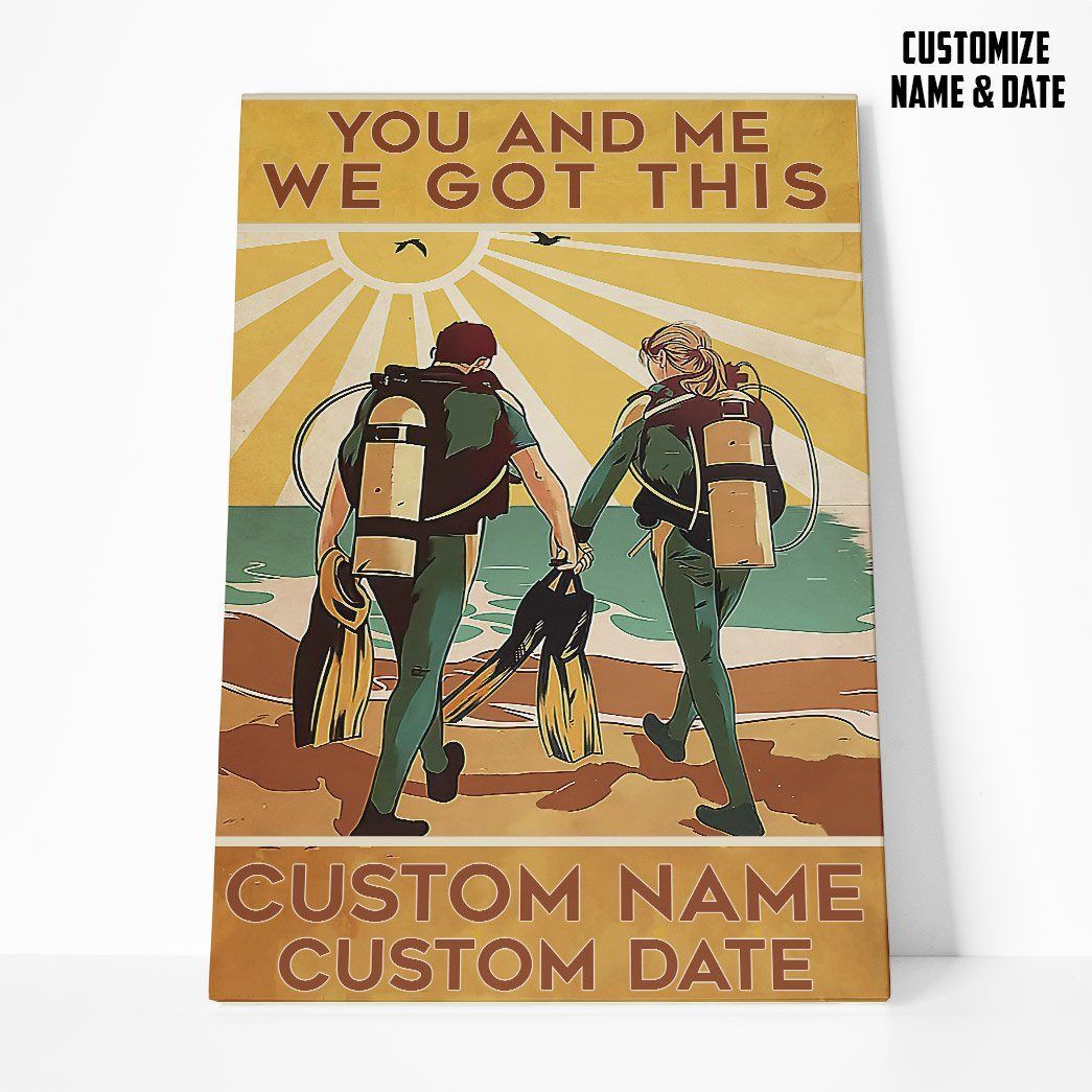 Flowermoonz 3D Scuba Diving You And Me We Got This Custom Name Text Canvas