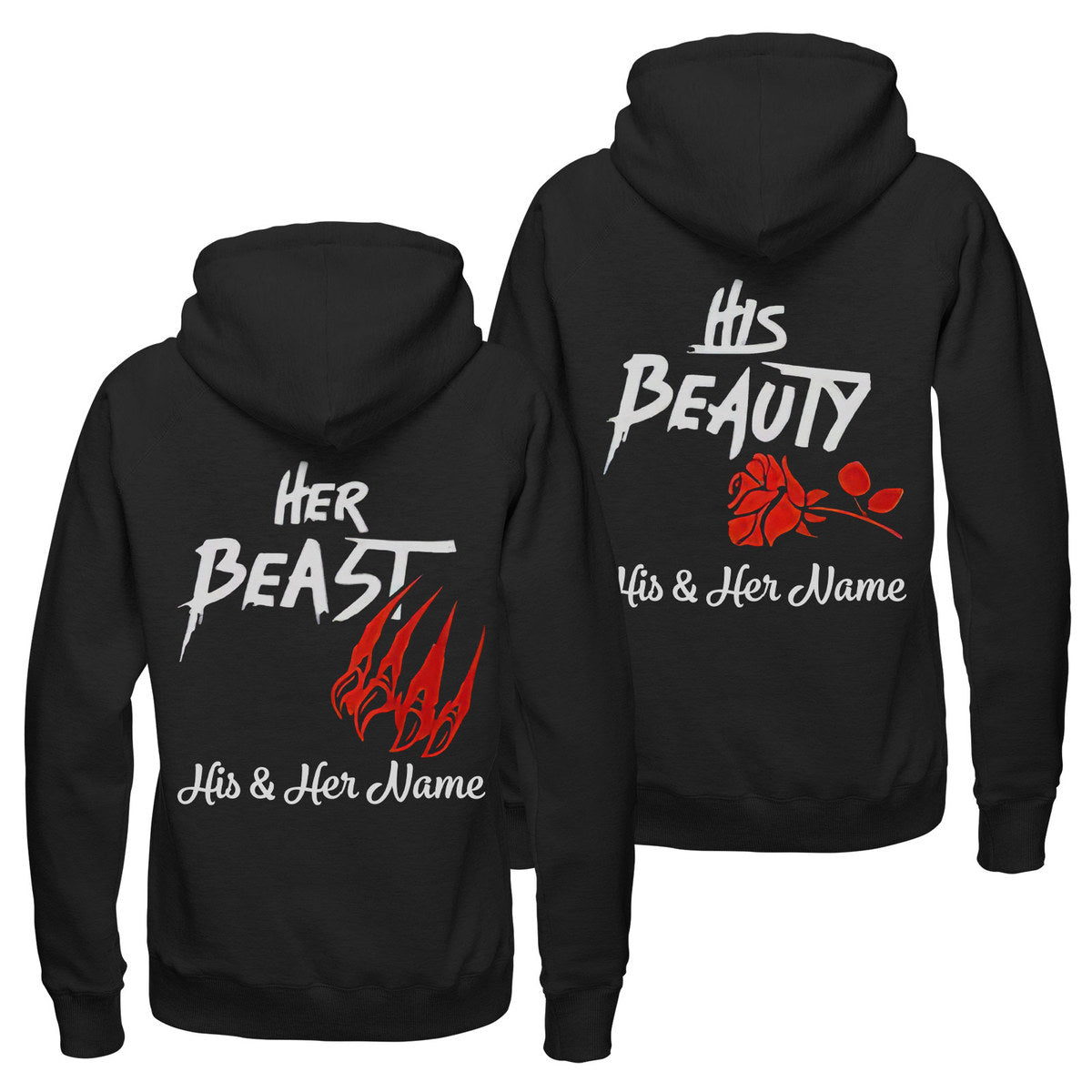 Personalized Her Beast His Beauty Hoodie, His And Hers Sweatshirts, Matching Couple Hoodies, Valentine’S Day Outfits