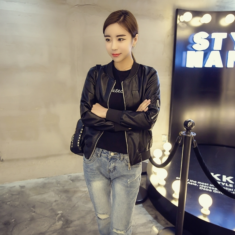 Women’s Coats on Offer with Free Shipping Short Baseball Trend Bomber Fashion Autumn Clothing Leather Biker Jacket Women Clothes alx