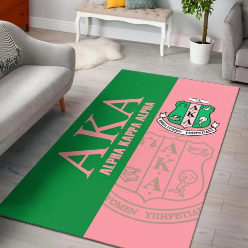 Alpha Kappa Alpha Sorority Green Pink Half Style Rectangle Rug