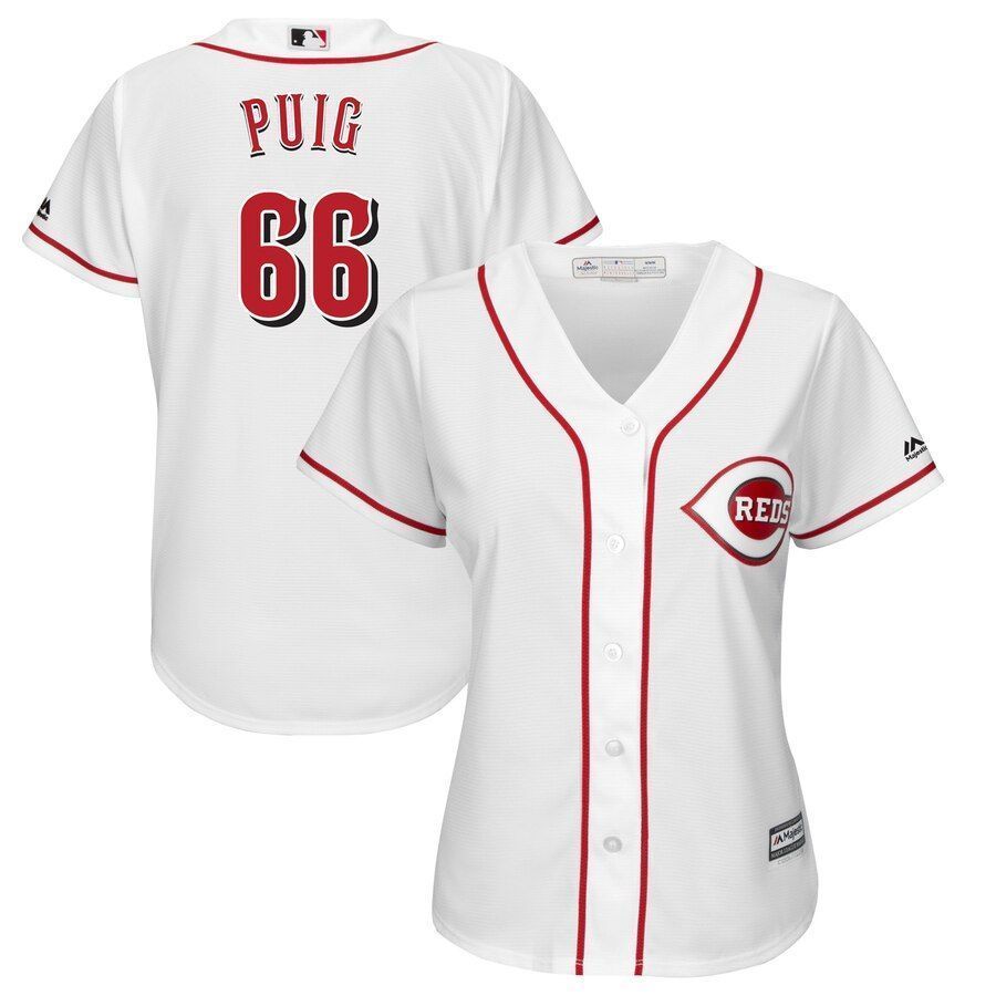 Yasiel Puig Cincinnati Reds Majestic Womens Home Cool Base Player Jersey Jersey White 2021