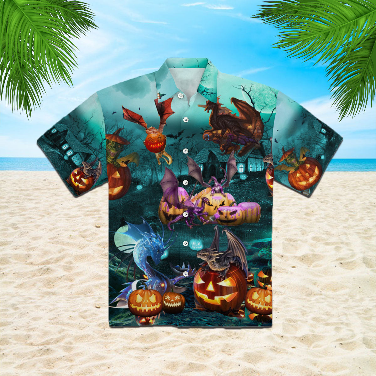 Oragontee Dragon Are Playing On Halloween Day Hawaiian Shirt | For Men & Women | Adult | Hw4942