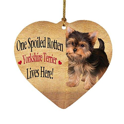 Spoiled Rotten Yorkshire Terrier Puppy Dog Heart Christmas Ornament