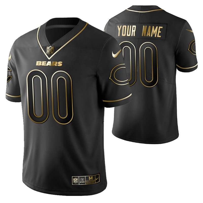 Chicago Bears 2021 NFL Golden Brandedition Black Jersey Gift With Custom Name Number For Bears Fans