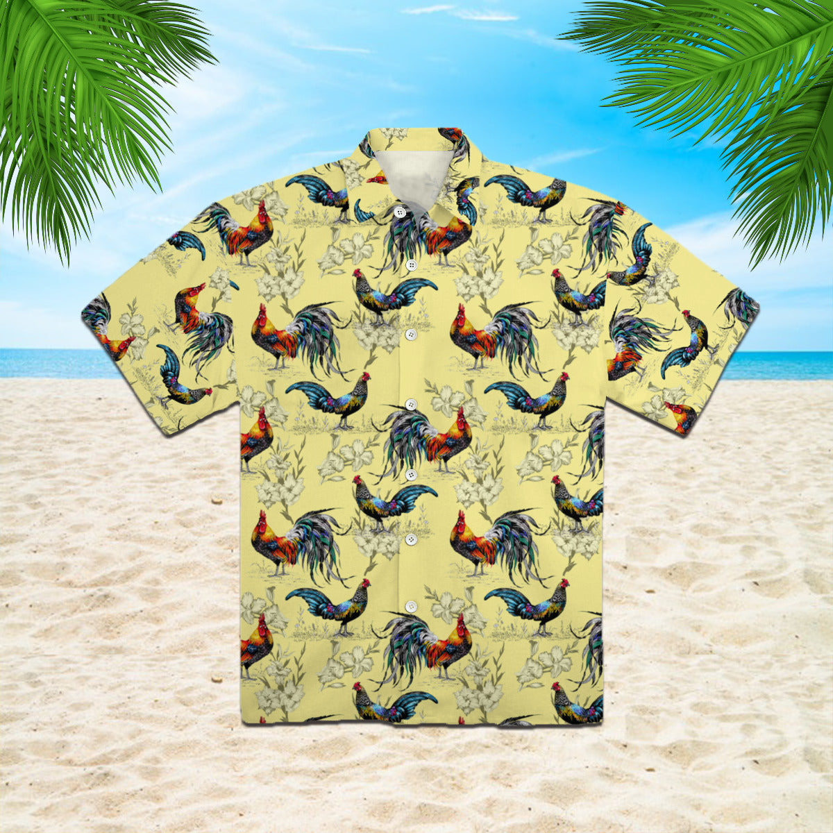 Colorful Farm Chicken Roosters Silhouettes Love Flowers Hawaiian Shirt | For Men & Women | Hw892