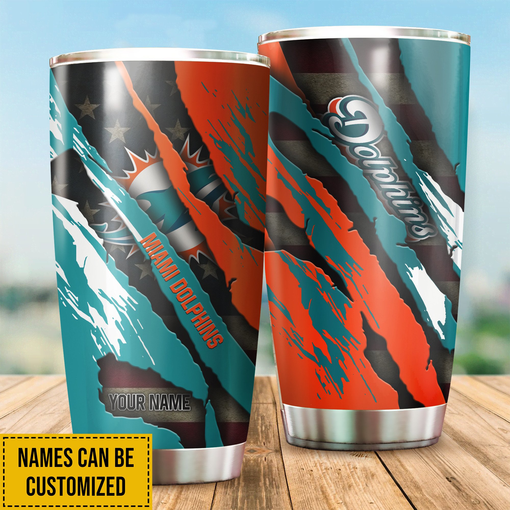 Miami Dolphins Custom Name Tumbler Bg216