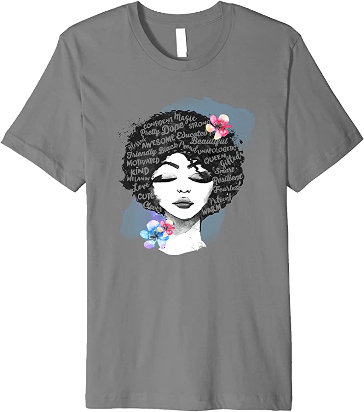 Afro Woman Black Queen African American Juneteenth Mother Premium T-Shirt