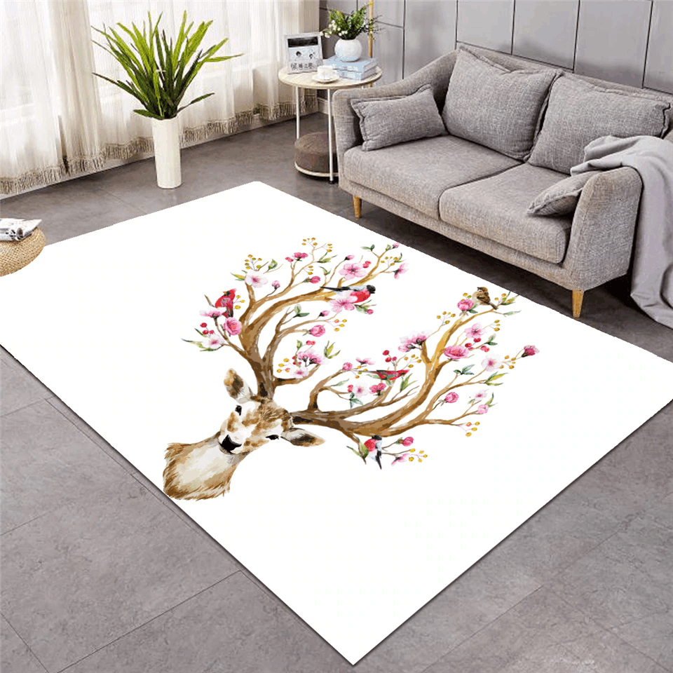 Floral Moose Rug TTVNWHM DNNTVN