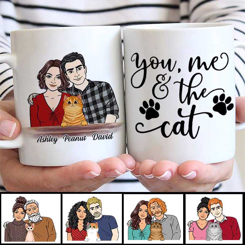 Couple Embrace And Fluffy Cats You Me The Cats Gift For Him For Her Personalized Mug