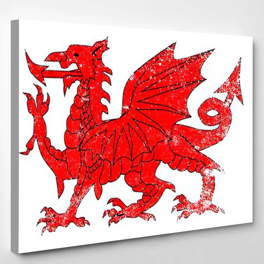 Welsh Dragon Isolated Over White Background – Dragon Animals Canvas Print