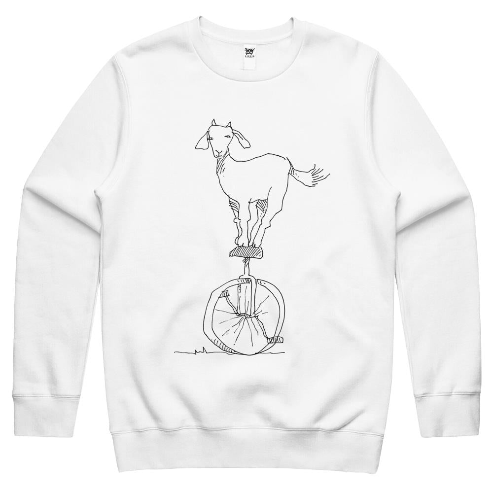 Goat On A Unicycle Crewneck Sweatshirt