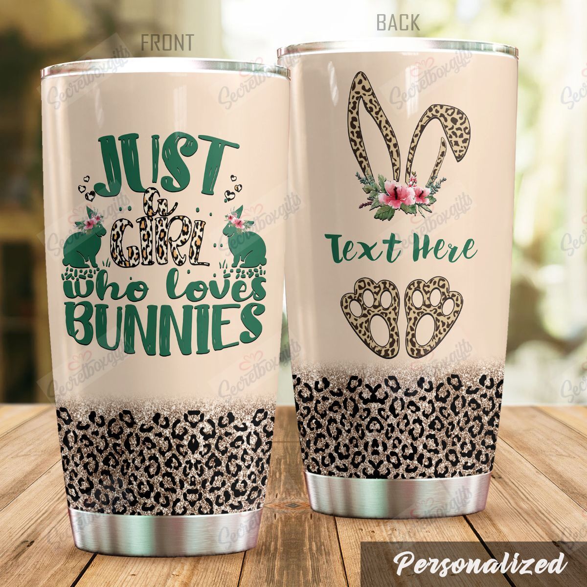 Personalized Rabbit Just A Girl Who Loves Bunnies Nc0710042Cl Stainless Steel Tumbler Travel Customize Name, Text, Number, Image