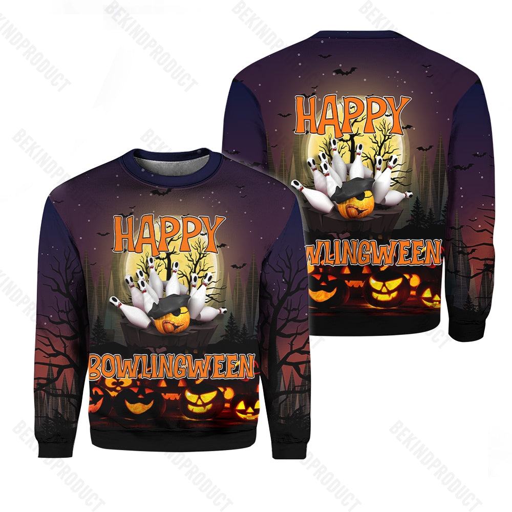 Happy Bowlingween Crewneck Sweatshirt All Over Print Sweatshirt For Women Sweatshirt For Men Swn1198