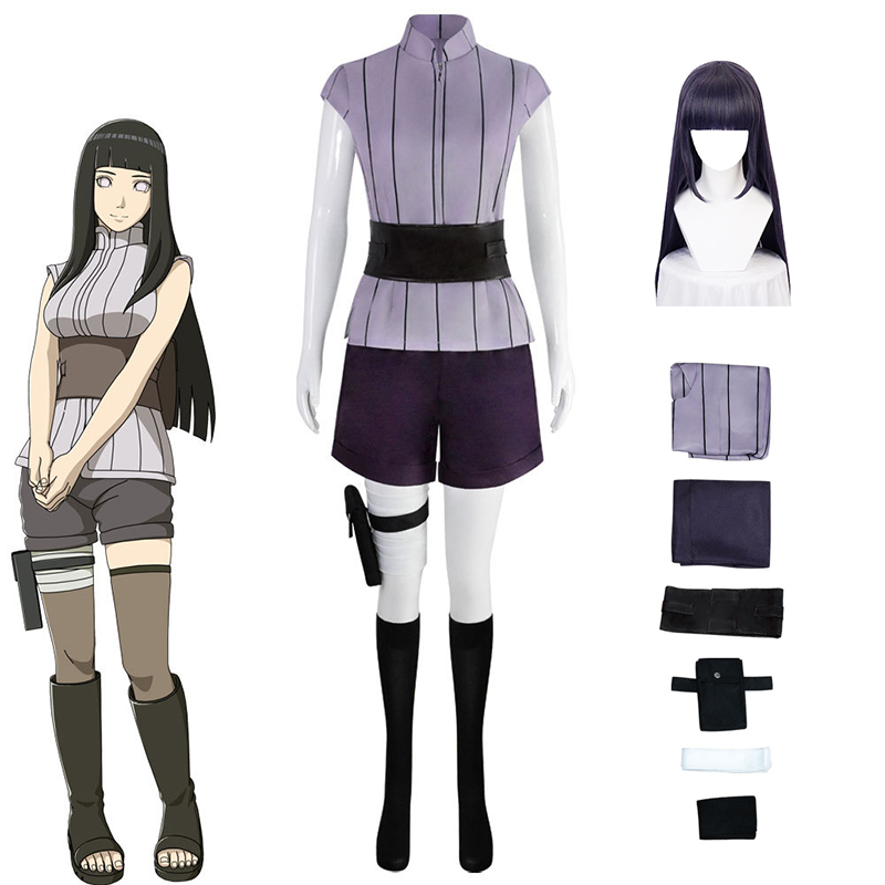 Anime Kids Adults Hyuga Hinata Shippuden Generation Jacket Pants Cosplay Costumes Headband Wig Cosplay Halloween Costumes Women alx