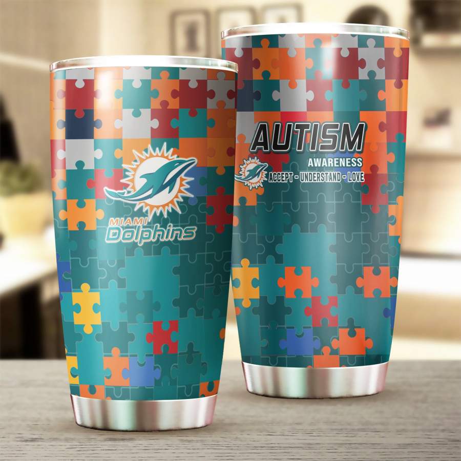 Miami Dolphins Stainless Steel Insulated Tumbler Cup, Miami Dolphins  Autism Father 039;S Day Gifts, Mother 039;S Day Giftweekly Outfits Brand