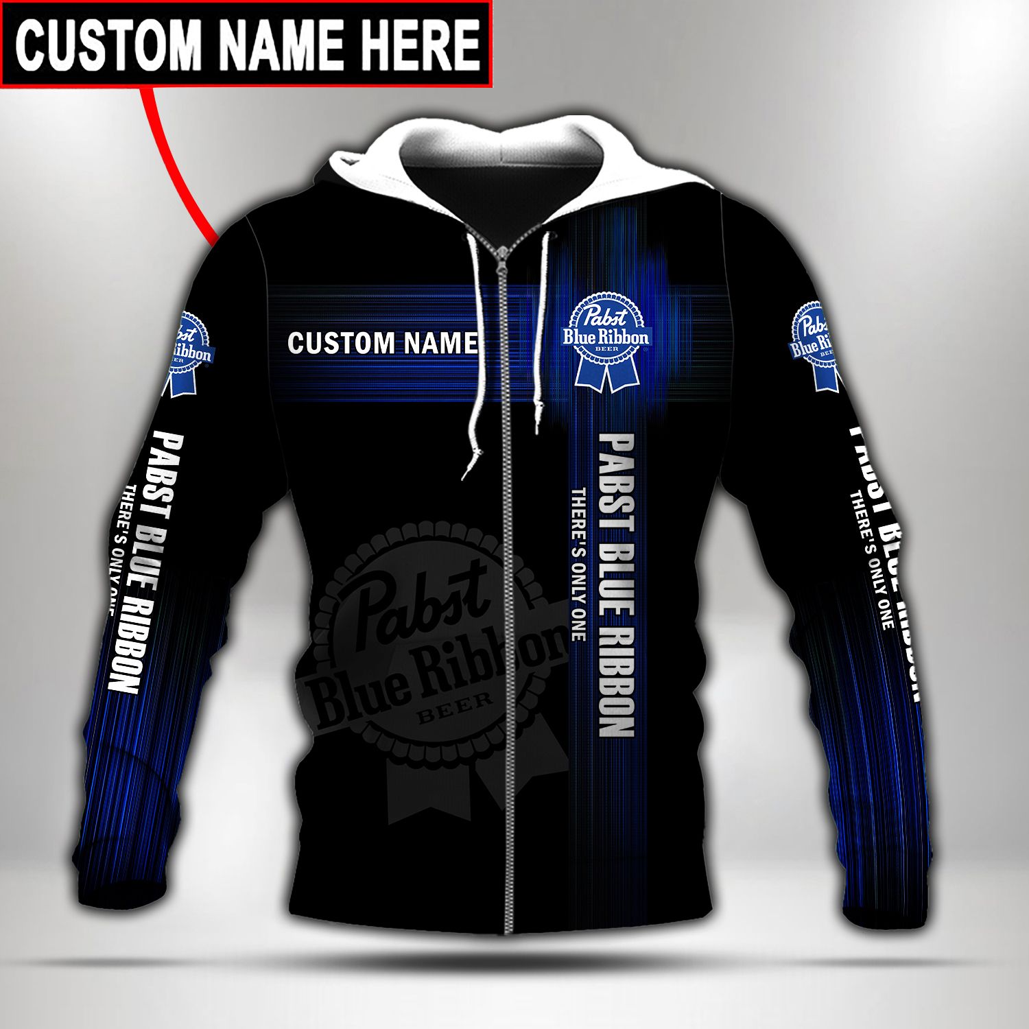 LIN060121L05 Pabst Blue Ribbon Hoodie Custom Name