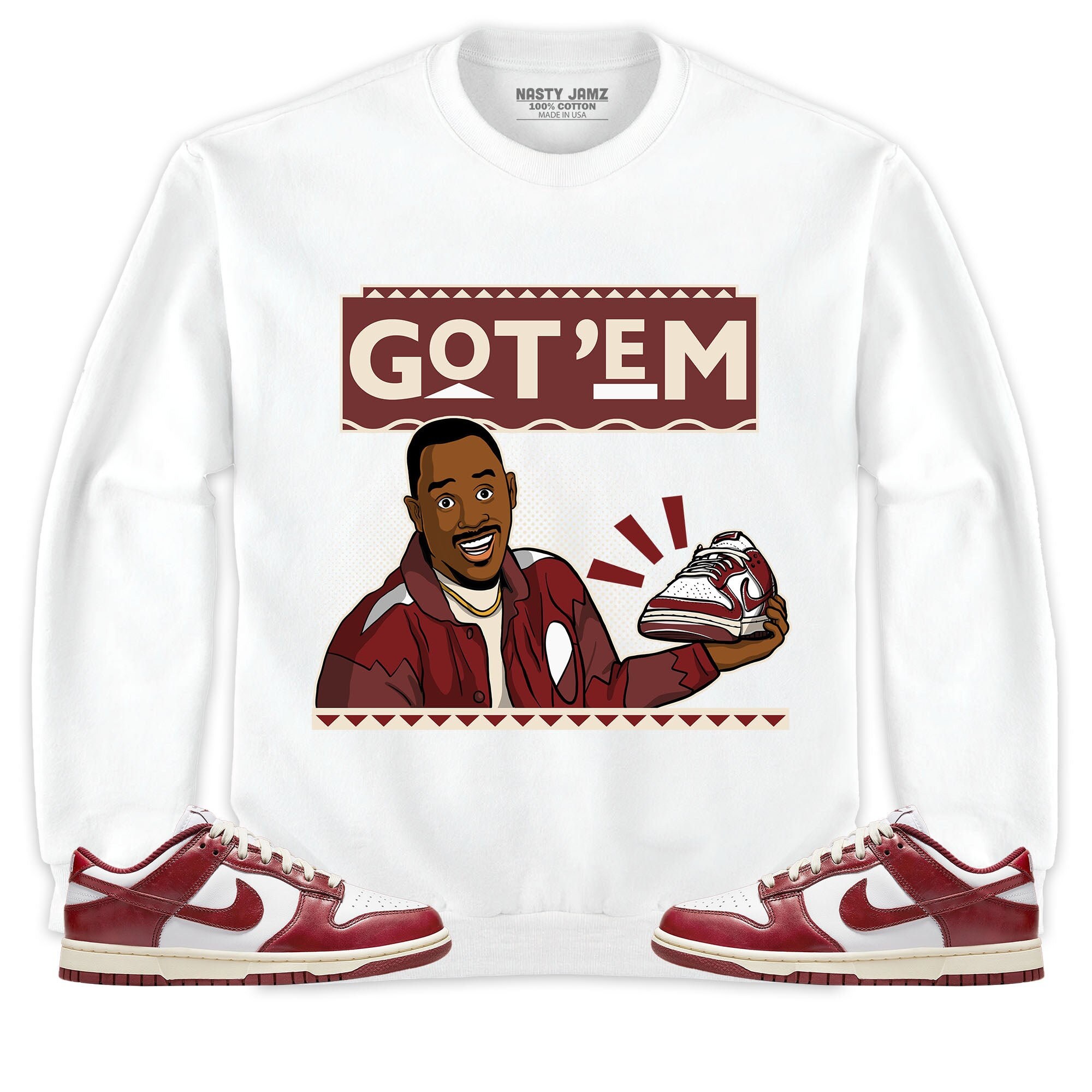 Got Em 90s TV Style Unisex Sweatshirt Match Dunk Low Team Red