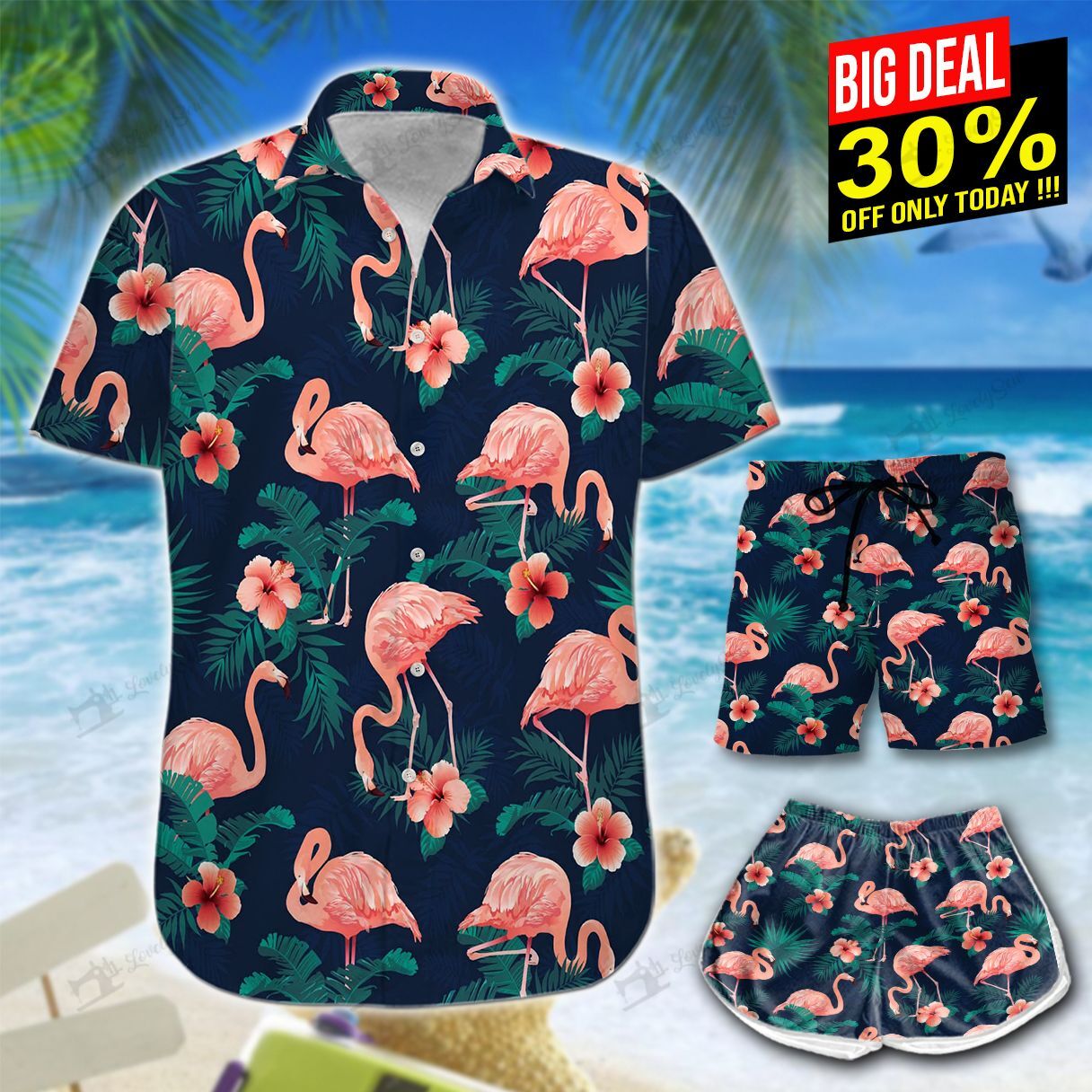 Flamingo Hawaiian Shirt Shorts Ha41700