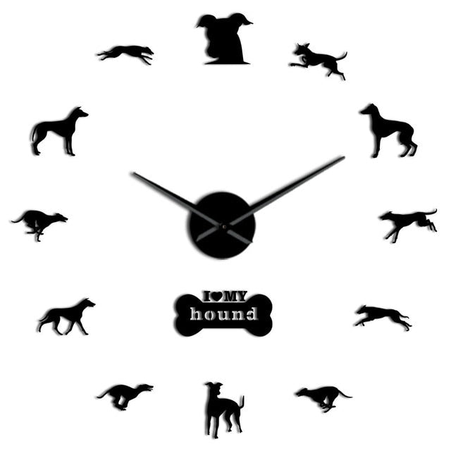 I Love My Hound Dog Mirror Effect 3D Diy Wall Clock Animals Designhome Decor Wall Clock A65