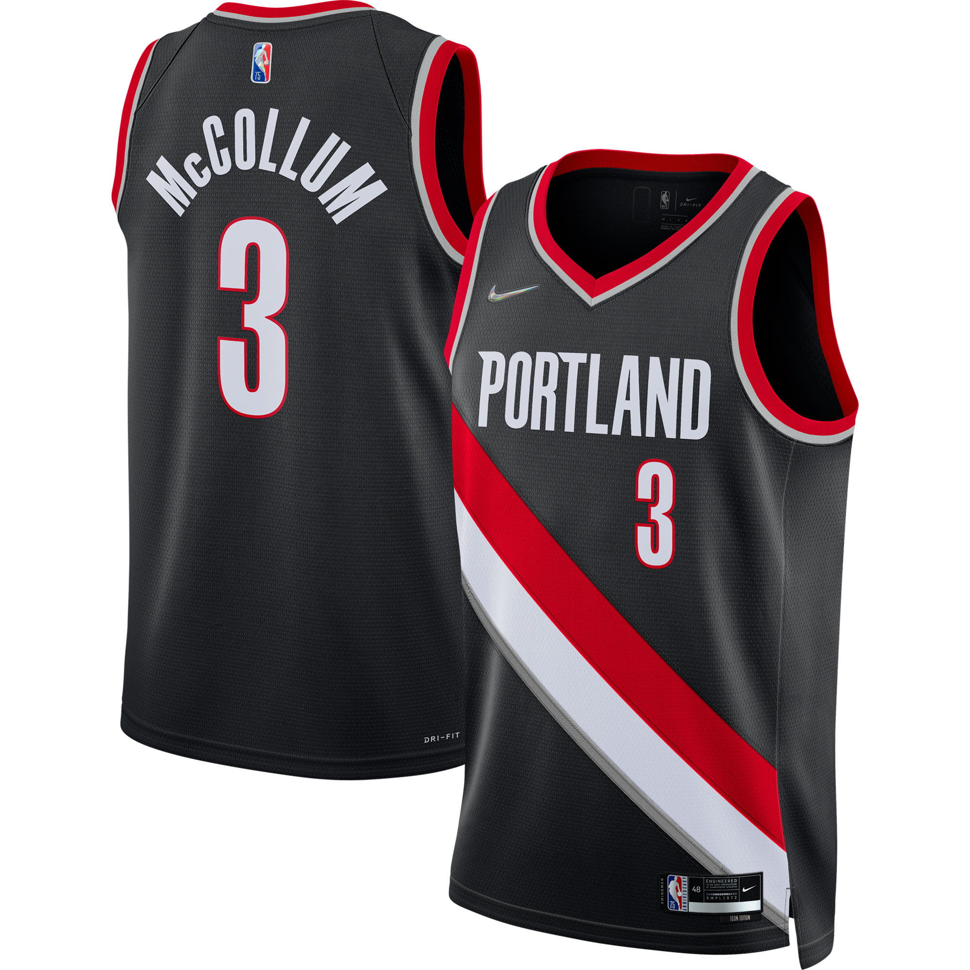 C.j. Mccollum Portland Trail Blazers 2021/22 Diamond Swingman Jersey – Icon Edition – Black NBA