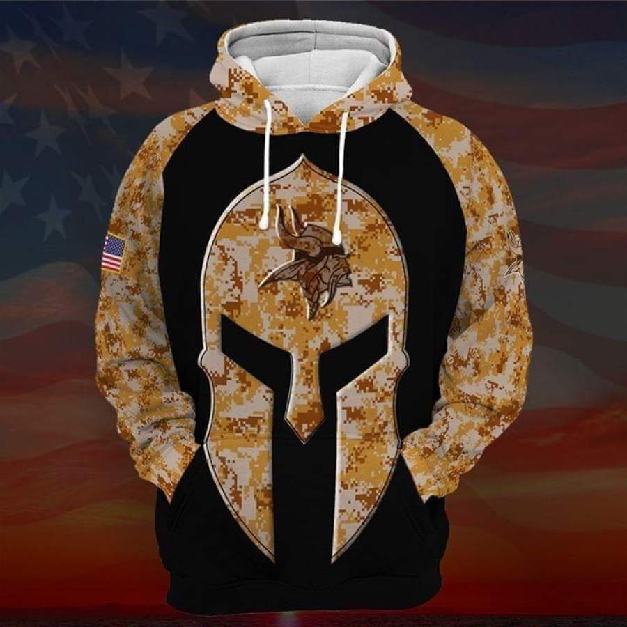 Camouflage American Knight Minnesota Vikings Printed Hoodie Unisex 3D All Over Print