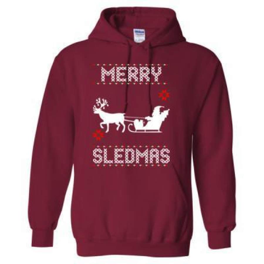 AGR Merry Sledmas Ugly Christmas Sweater – Heavy Blend™ Hooded Sweatshirt