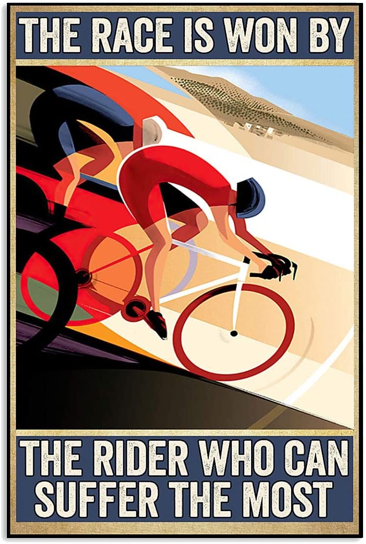 Vintage Cycling Cycling Rider Who Can Suffer The Most Poster Art Print      Home Decor Gift For Men Women Family Friend On Birthday Xmas