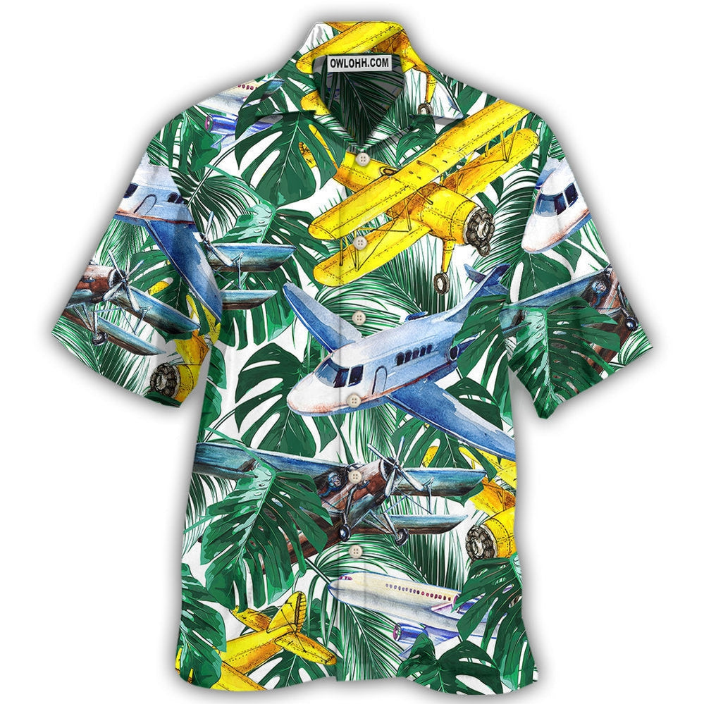 Airplane Tropical Leaf Wish Right Now – Hawaiian Shirt  – Owl Ohh