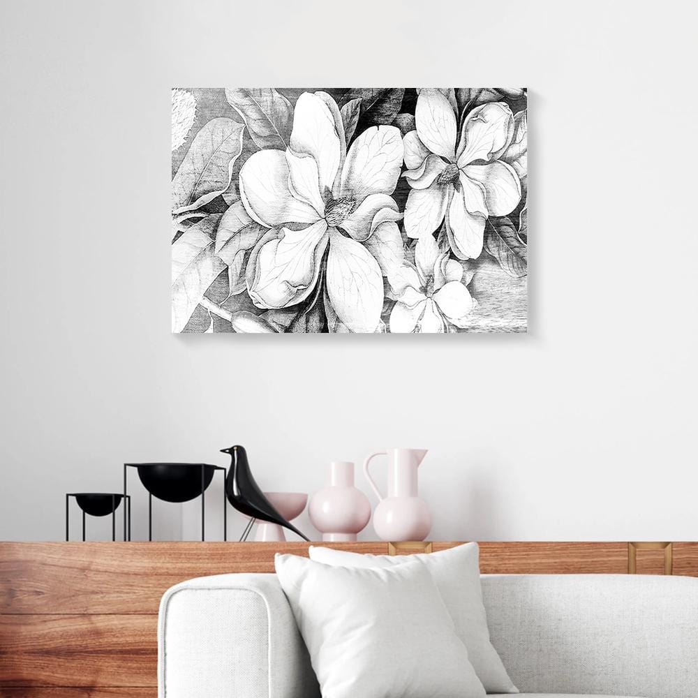 Canvas Wall Art Magnolia Flower Art Black & White Vintage Home Canvas Wall Art Home Decoration