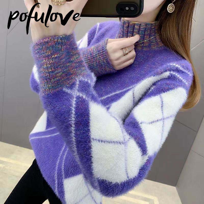 Women’s Sweaters Thickened Warm Half High Neck Knitwear Fashion Sweaters Women’s Clothing In Autumn and Winter Dropshipping alx