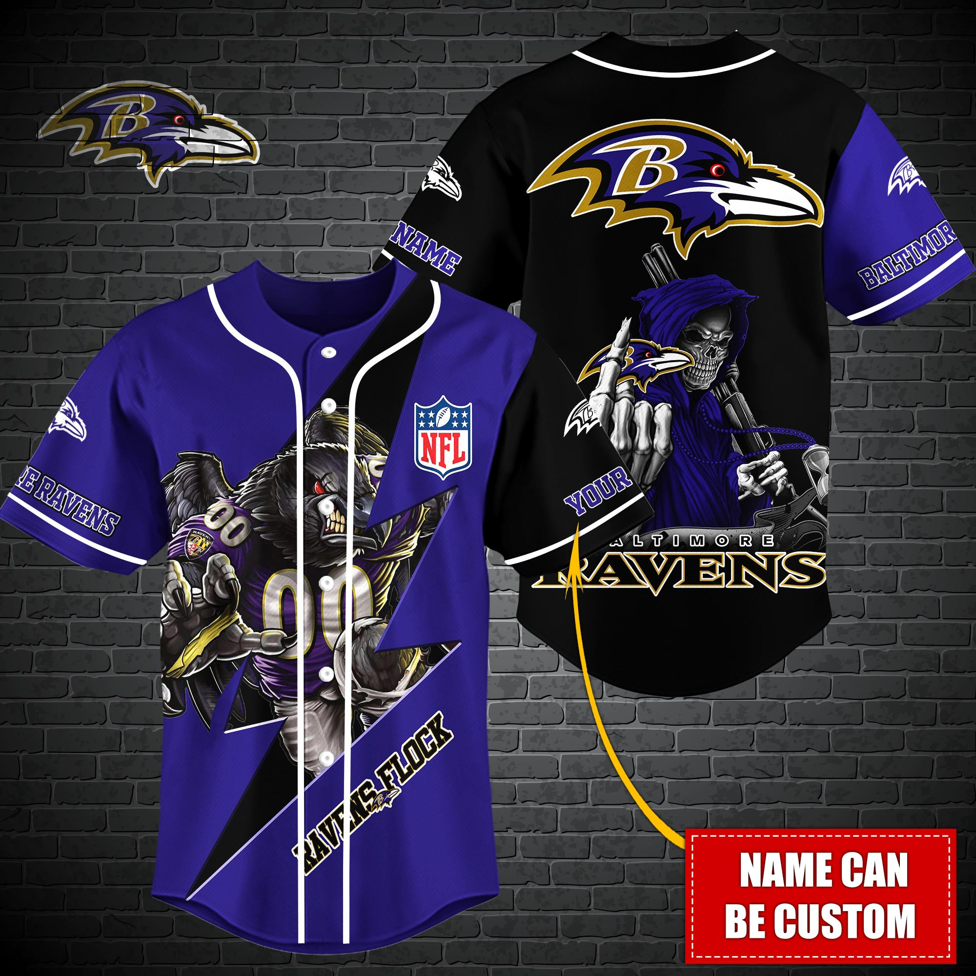 Baltimore Ravens Nfl-Baseball Shirt Custom T-44663