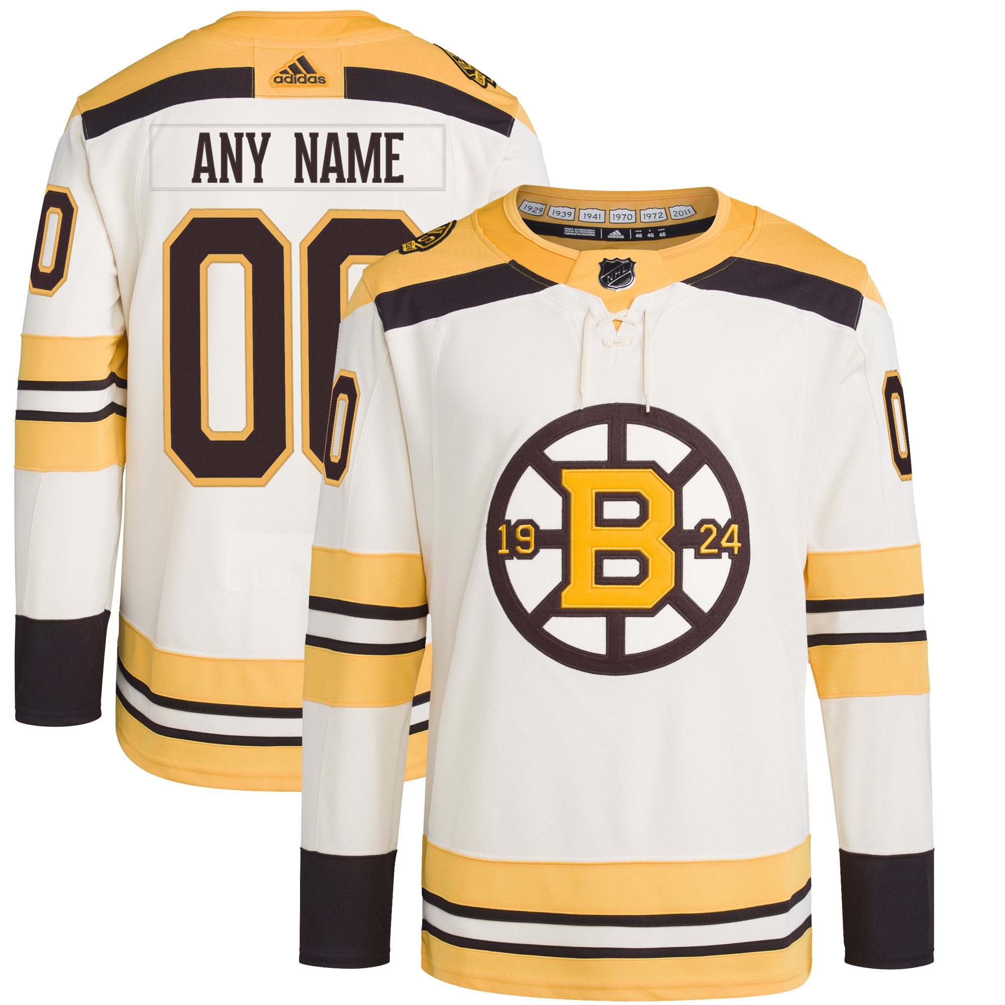 Boston Bruins  100th Anniversary Primegreen Authentic Custom Jersey – Cream