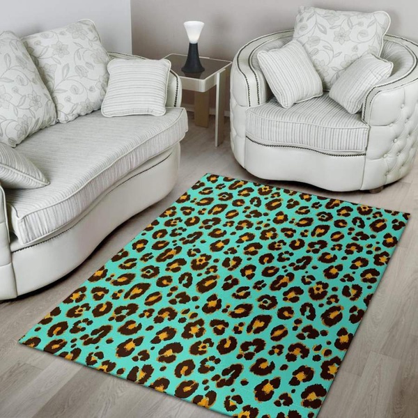 Teal Cheetah Area Rug