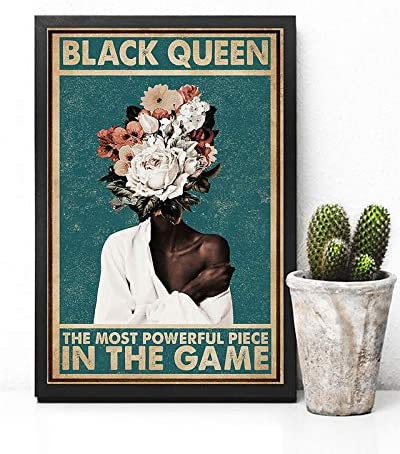 Skitongifts Poster No Frame, Wall Art, Home Decor Black Queen The Most Powerful Piece In The Game Flower Head Afirca Black Girl 1208