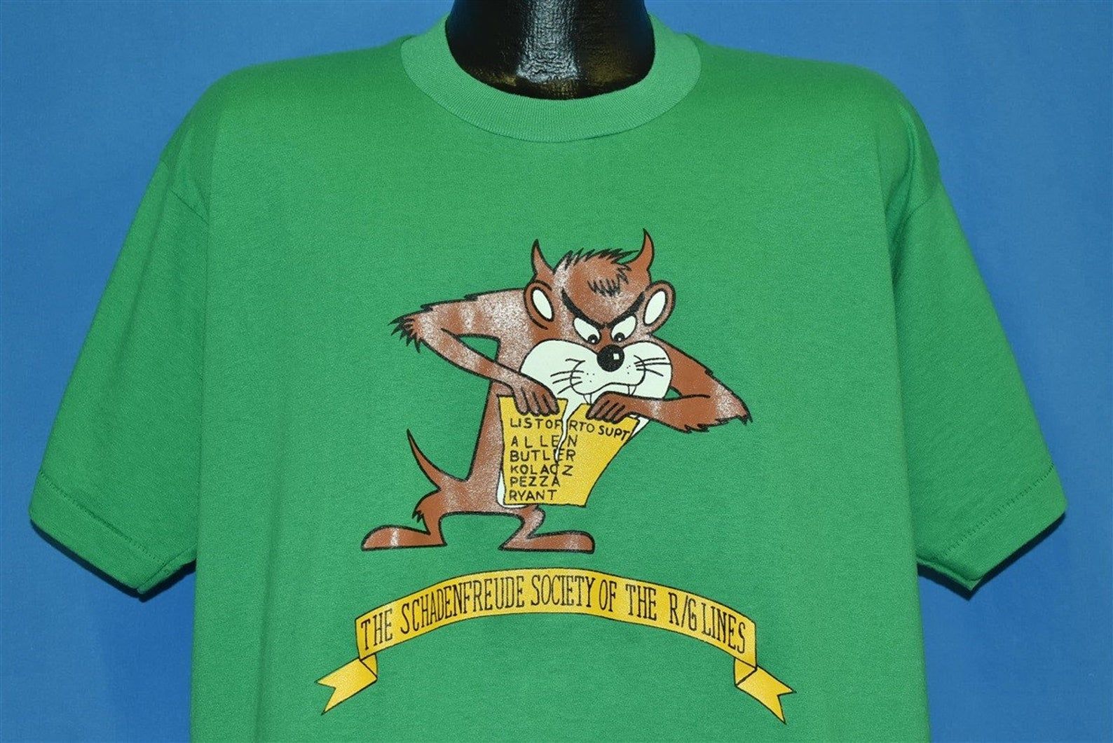 90S Schadenfreude Society R/G Lines Cartoon Tas Devil Funny T-Shirt Extra