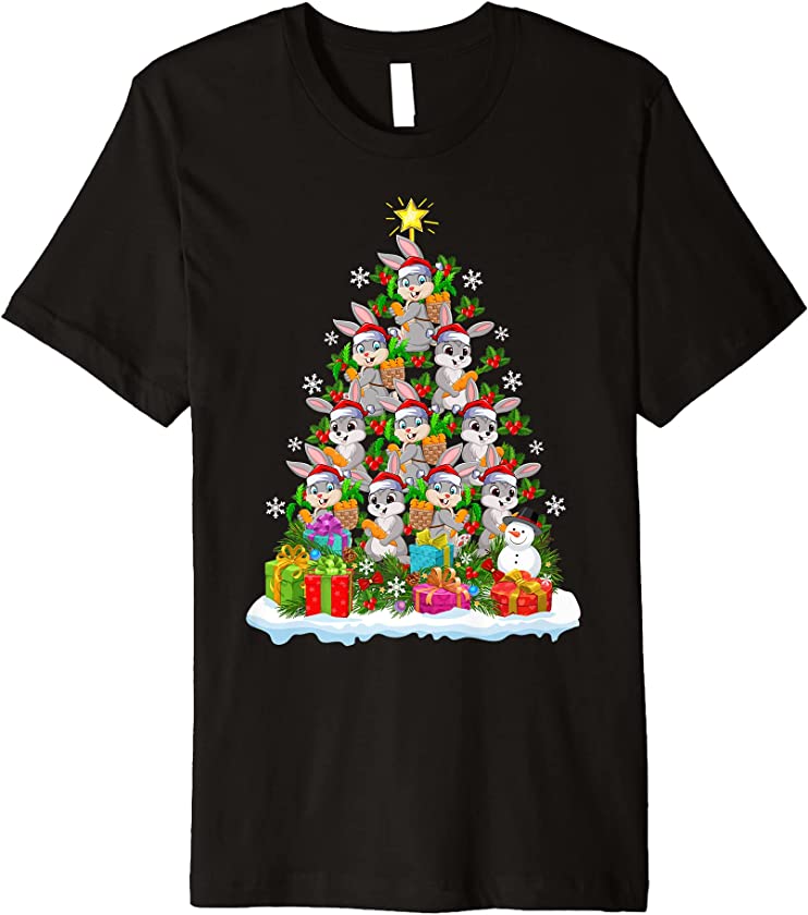 Rabbit Lover Xmas Holiday Funny Rabbit Christmas Tree Premium T-Shirt